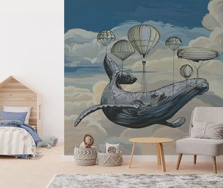 have you seen a flying whale childs room wallpaper mural photo wallpapers demural