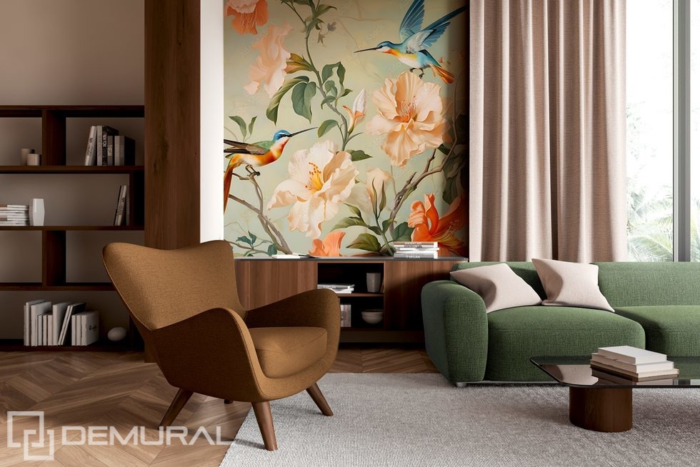 In a paradise setting Living room wallpaper mural Photo wallpapers Demural