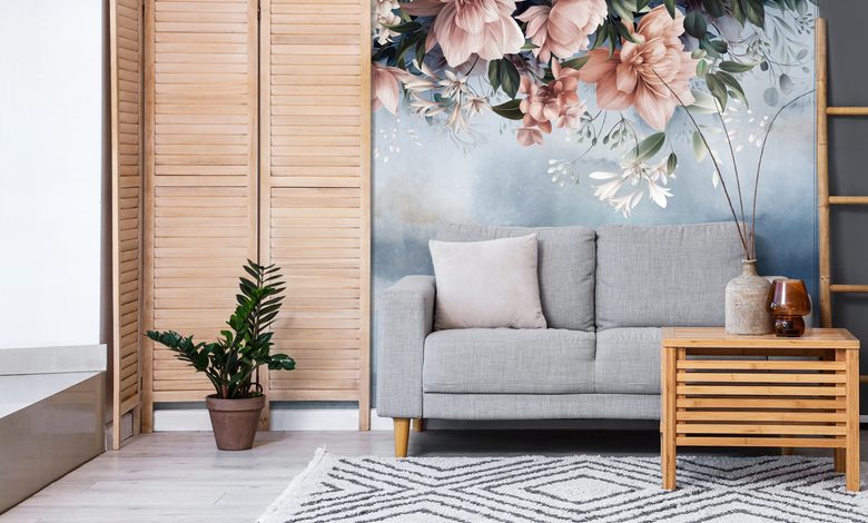 under the floral curtain living room wallpaper mural photo wallpapers demural