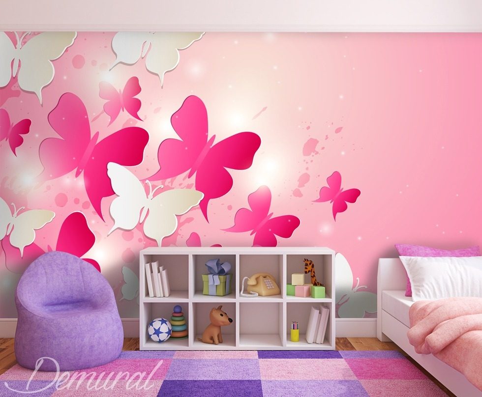 In a pink kingdom Child's room wallpaper mural Photo wallpapers Demural