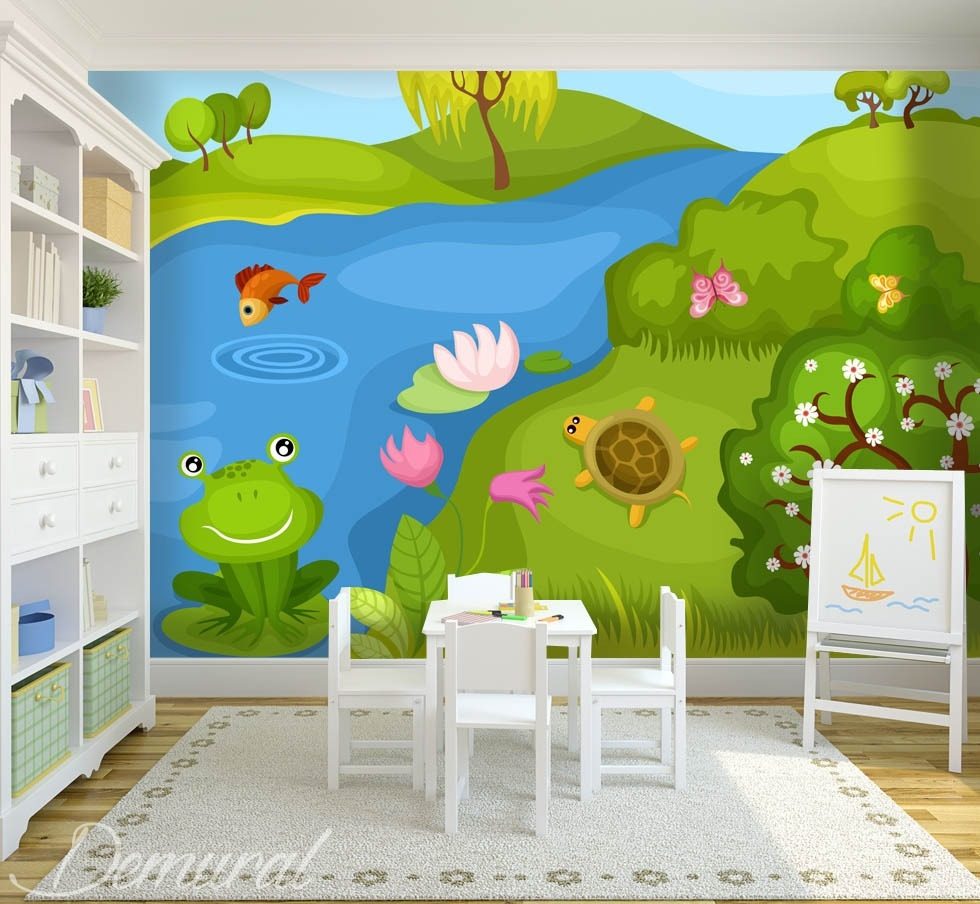 Kiss a frog Child's room wallpaper mural Photo wallpapers Demural