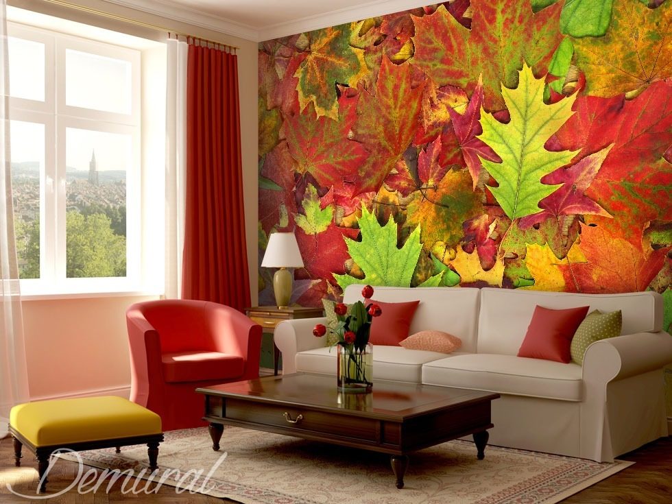 Leaves dancing with the colours. Patterns wallpaper mural Photo wallpapers Demural