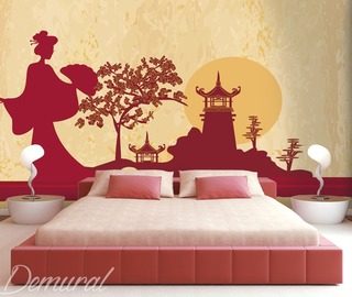 geisha on her way to the temple oriental wallpaper mural photo wallpapers demural