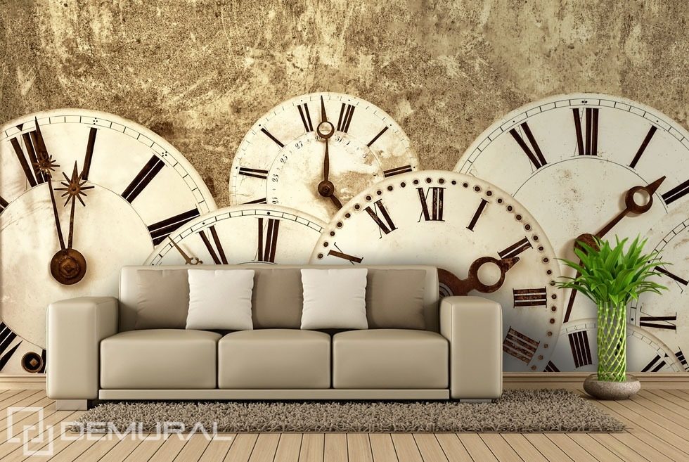 It tells the time Sepia wallpaper mural Photo wallpapers Demural