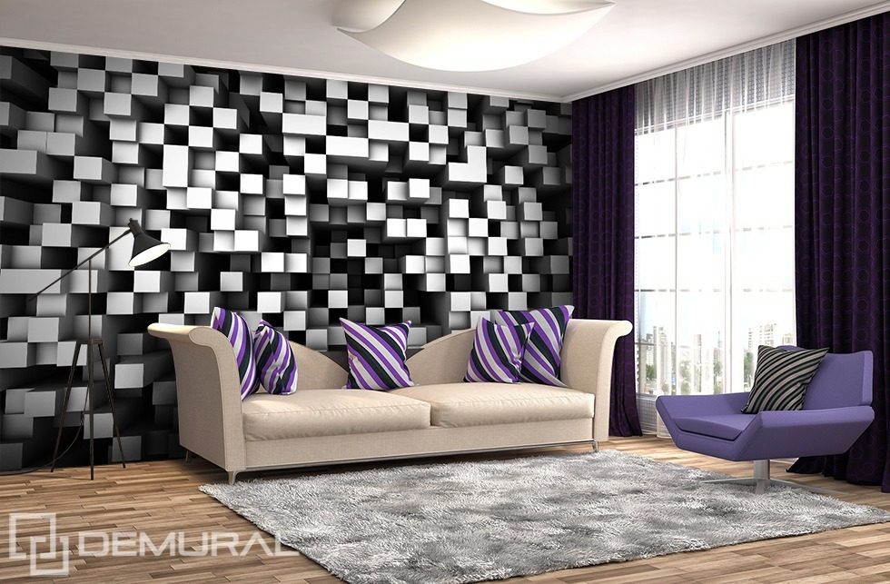 Cubes in black and white Three-dimensional wallpaper, mural Photo wallpapers Demural