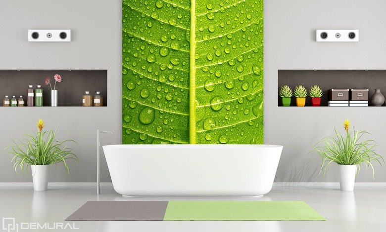 green intimate close ups bathroom wallpaper mural photo wallpapers demural