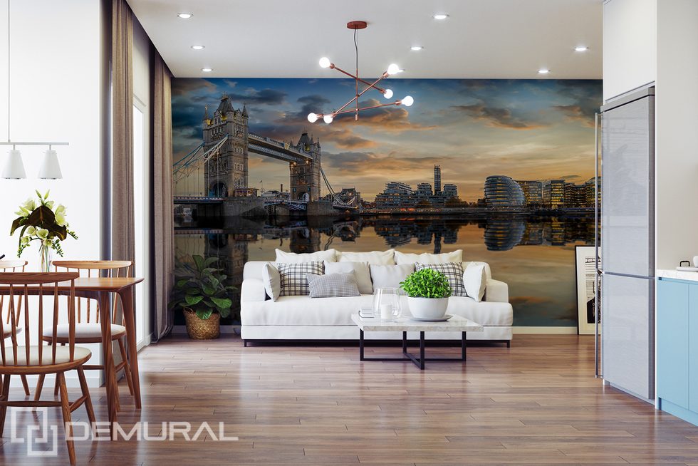 The charms of the big city await you across the river Cities wallpaper mural Photo wallpapers Demural
