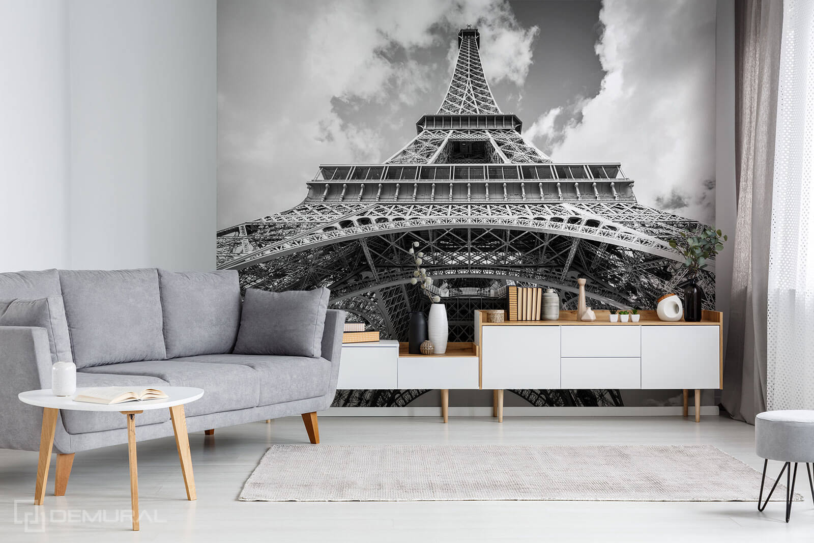 Photo wallpaper Black and White Eiffel Tower - photo wallpaper Eiffel tower - Demural