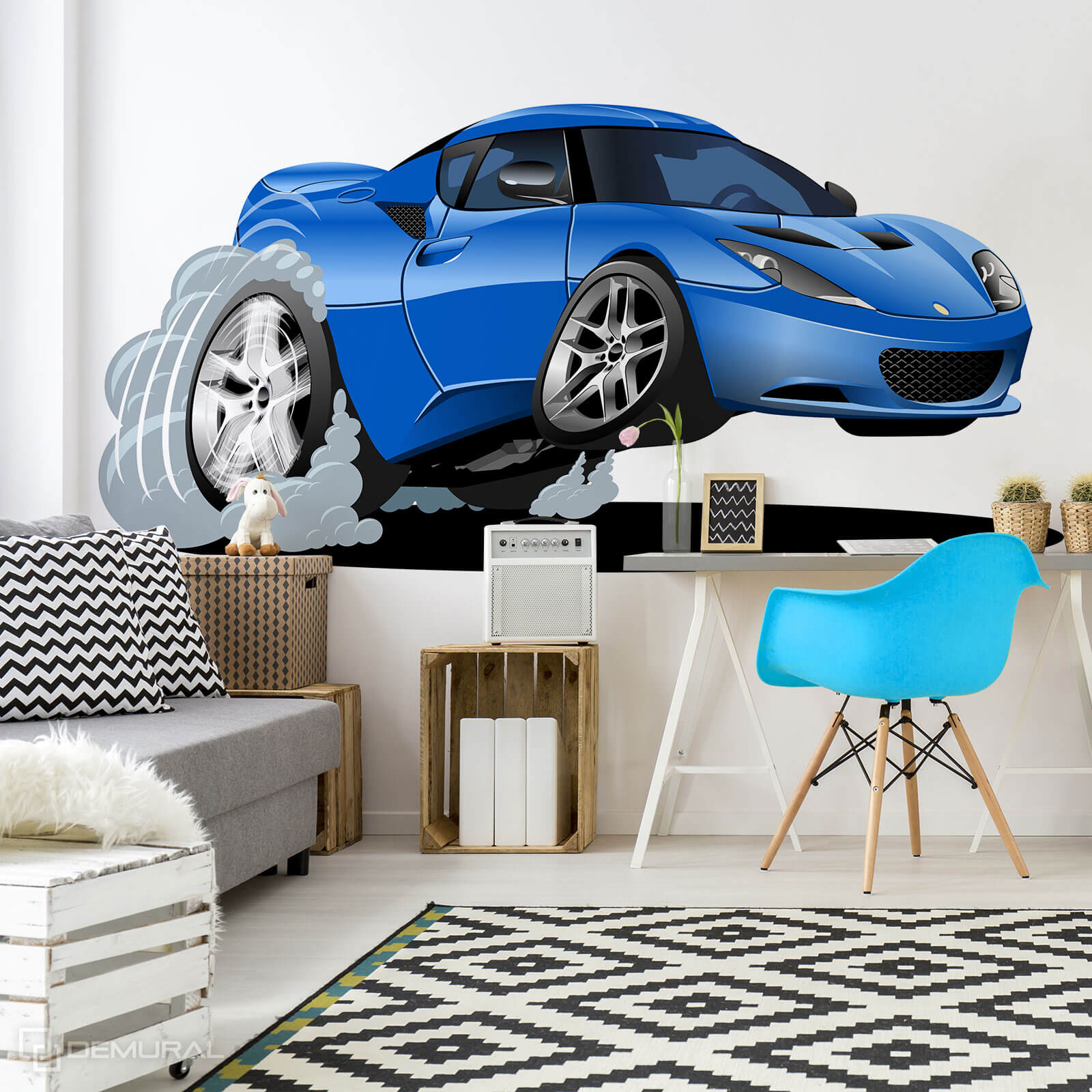 Photo wallpaper  Speeding toy car - Photo wallpaper car - Demural