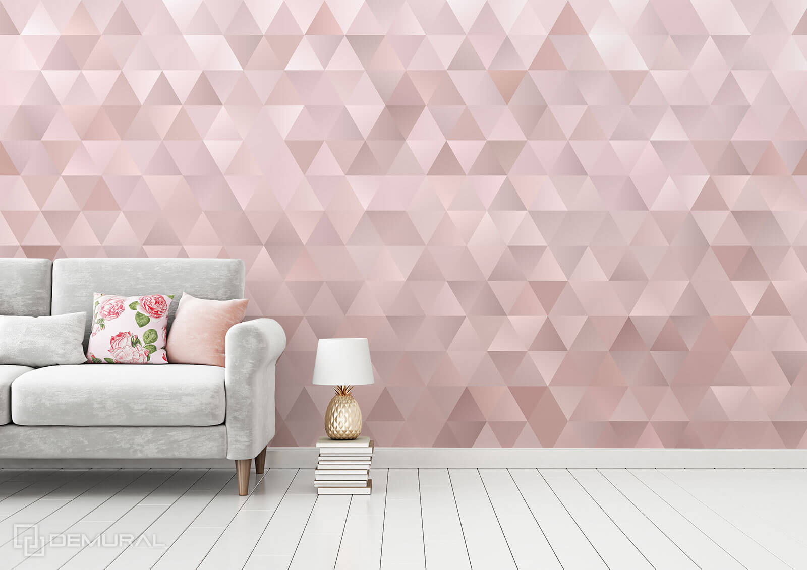 Photo wallpaper Pink triangles - Pink photo wallpaper - Demural