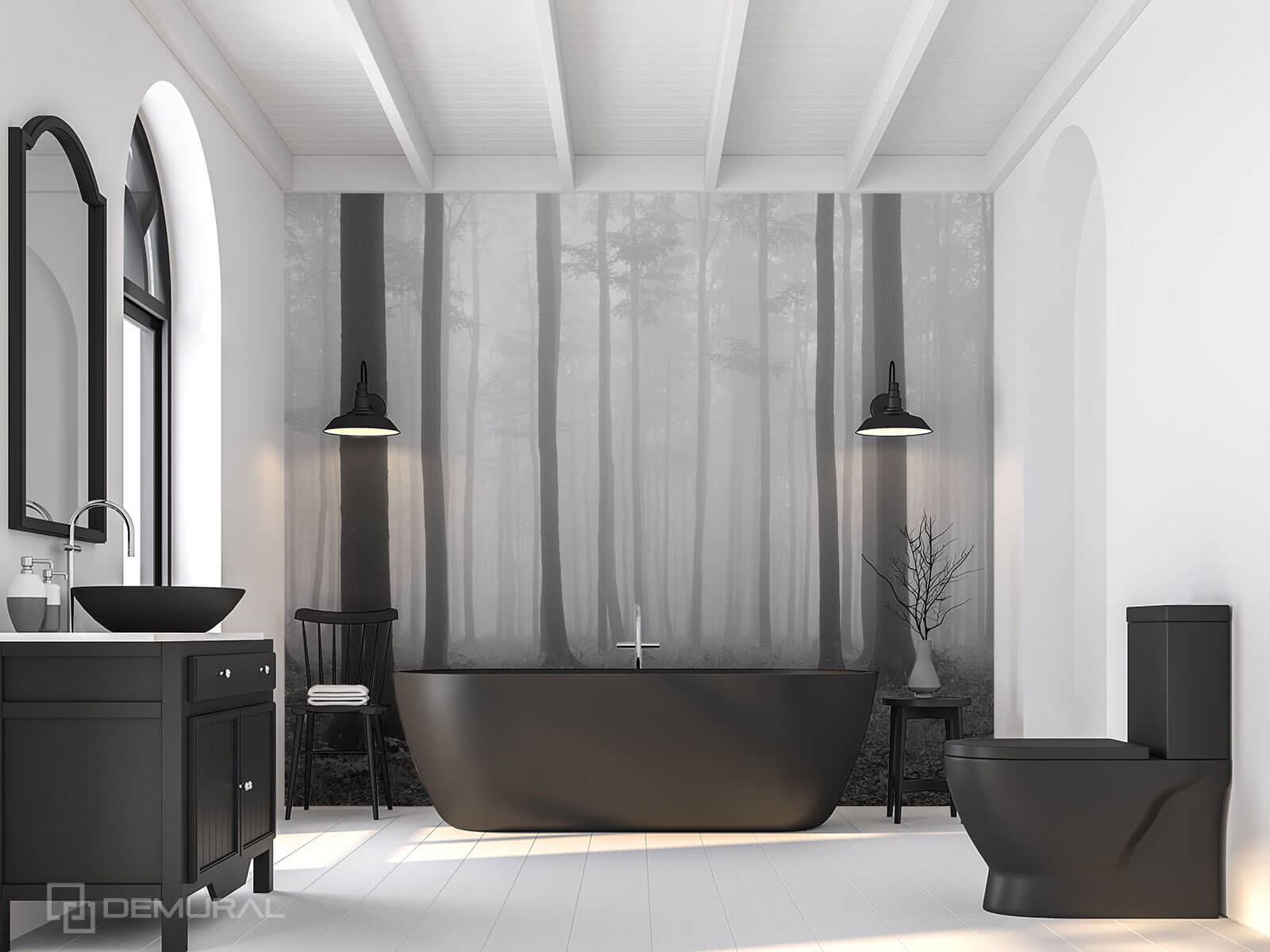 Black and white bathroom...it can work! - Demural blog - Wall Murals