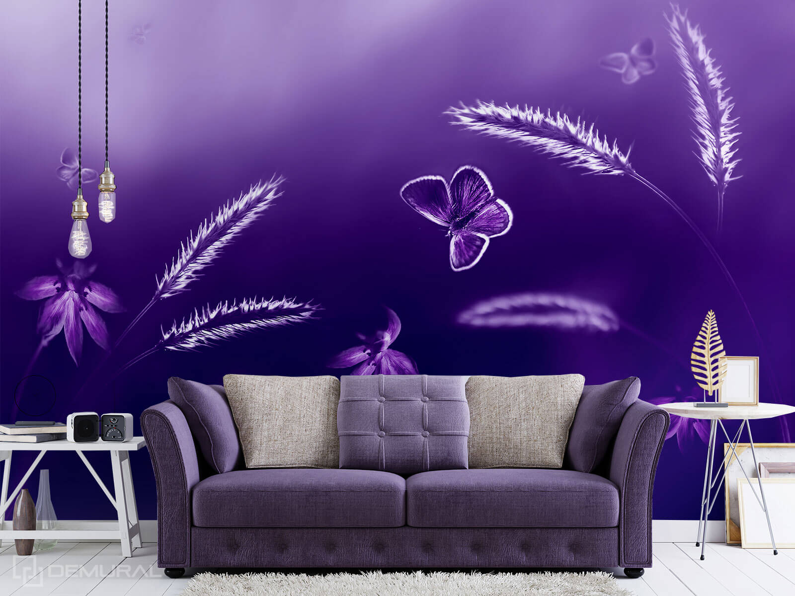 Photo wallpaper Violet meadow - Ultraviolet wallpaper - Demural