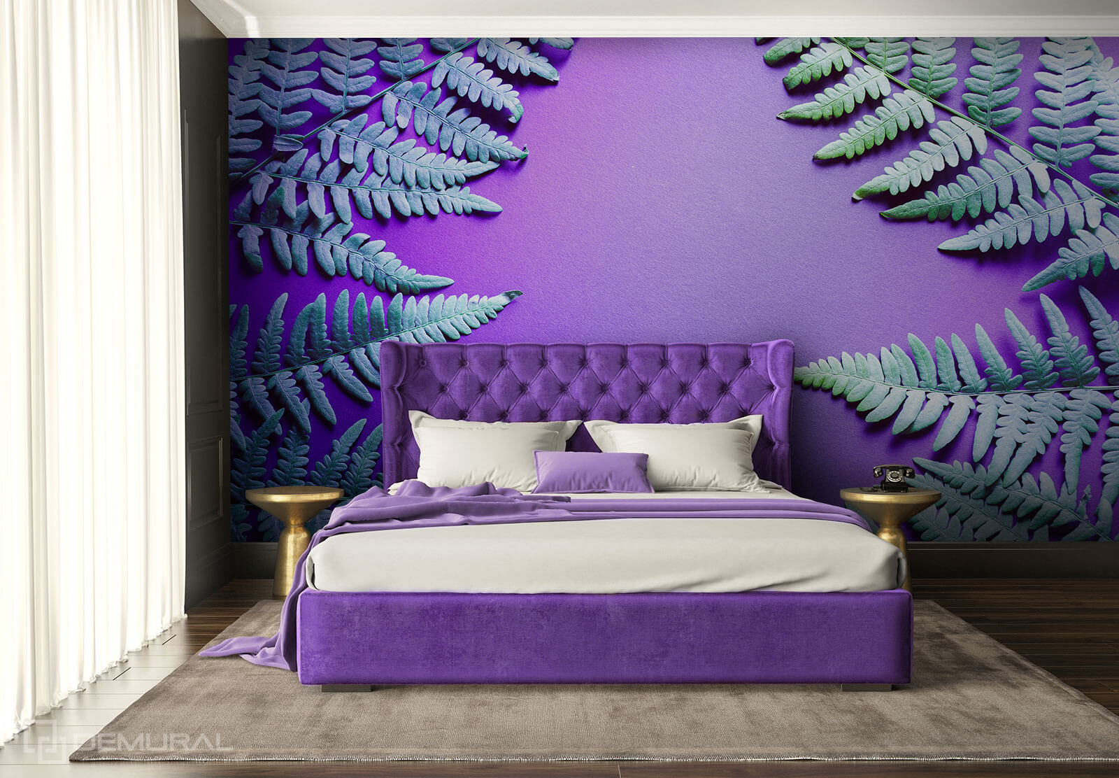 Photo wallpaper Fern flower - Ultraviolet wallpaper - Demural