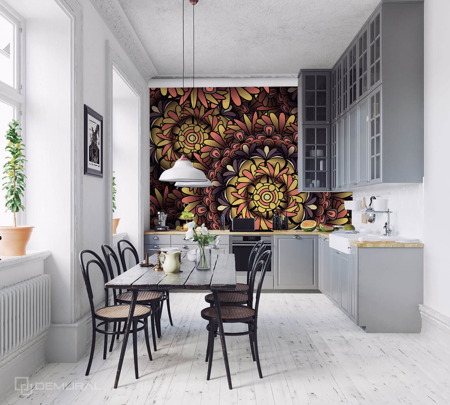 Photo wallpaper Stylish mandala - Photo wallpaper in big kitchen - Demural