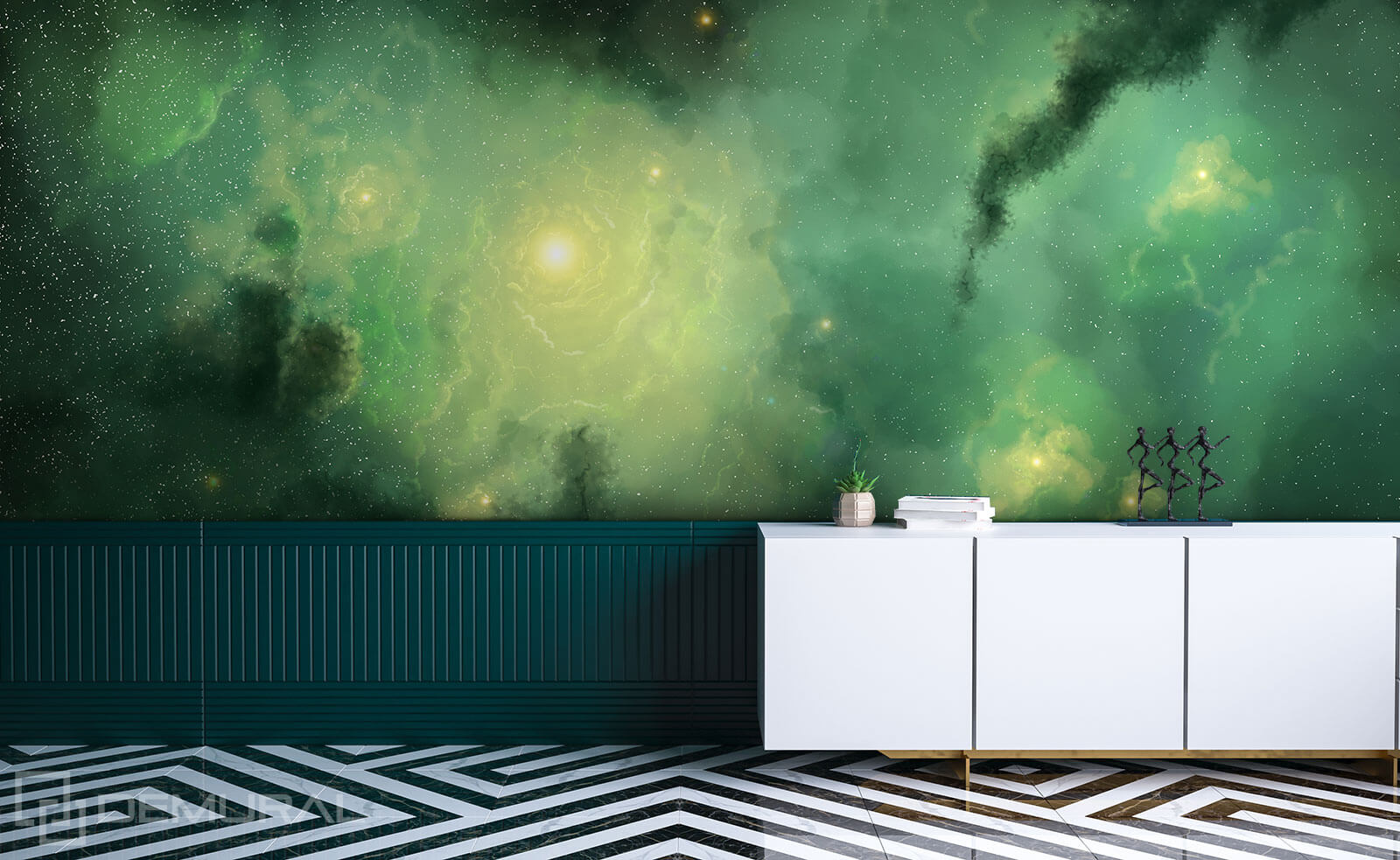 Photo wallpaper Green Galaxy - Photo wallpaper 3D - Demural