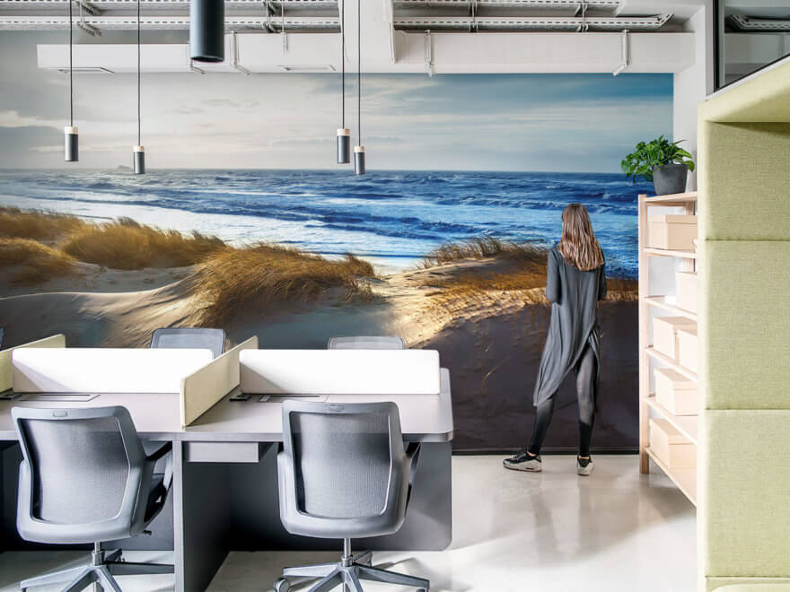 Sea photo wallpaper in office - Demural