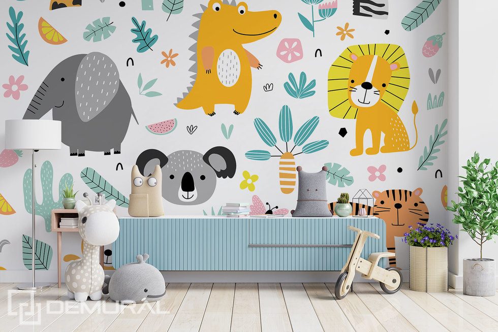 Animals invite you to play Child's room wallpaper mural Photo wallpapers Demural