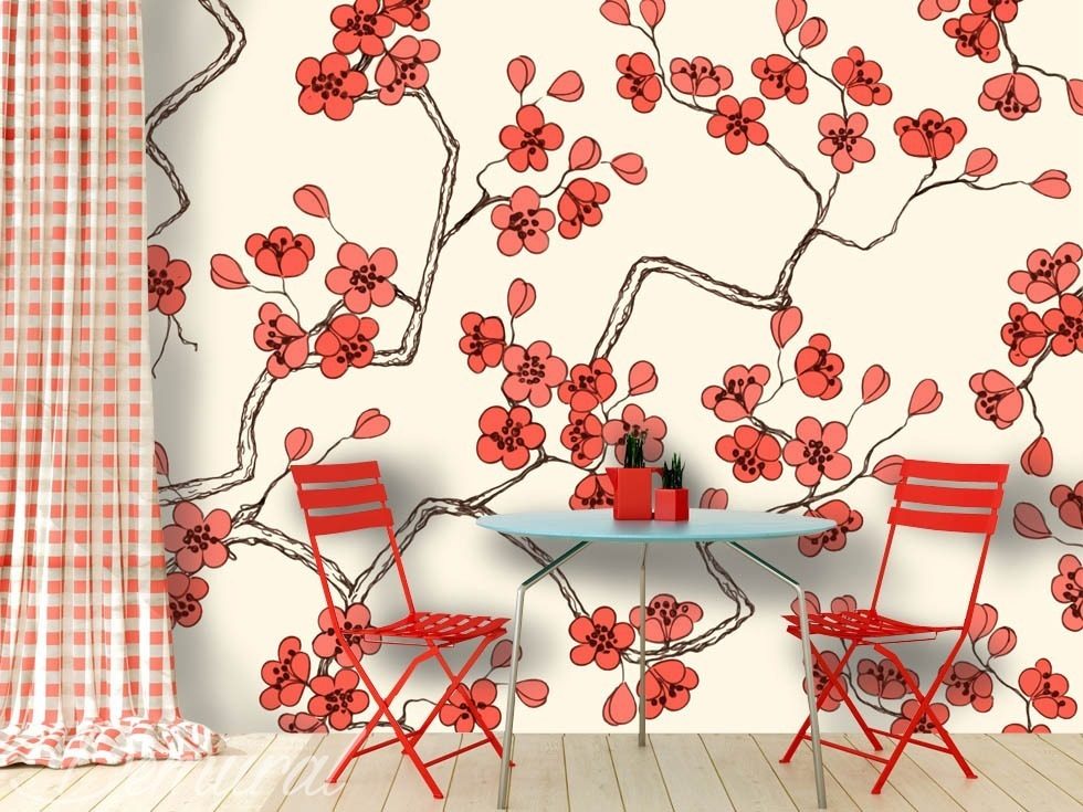 Afternoon tea in the garden Flowers wallpaper mural Photo wallpapers Demural