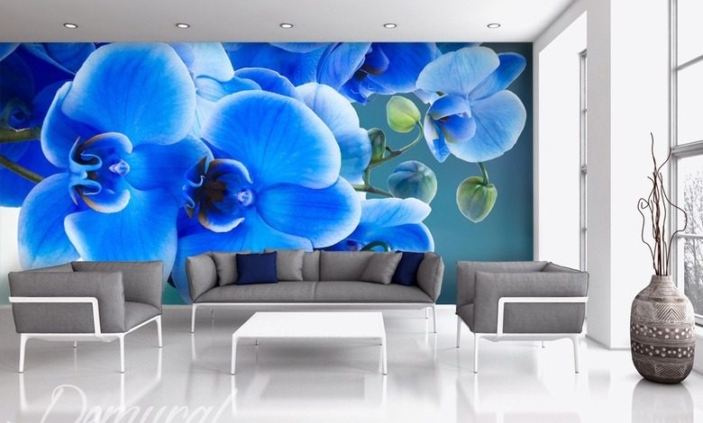 azzurro meaning blue flowers wallpaper mural photo wallpapers demural