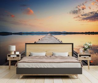 romantic view from the pier sunsets wallpaper mural photo wallpapers demural