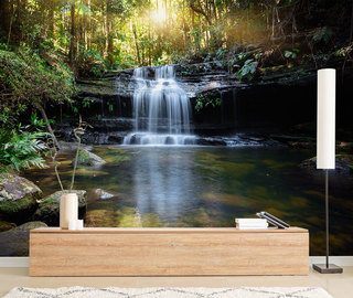 the hum of a forest waterfall living room wallpaper mural photo wallpapers demural