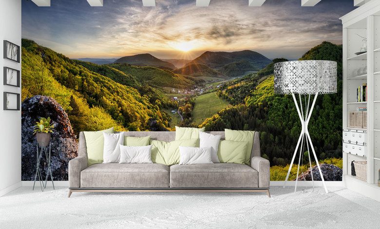 when light awakens the mountains landscapes wallpaper mural photo wallpapers demural