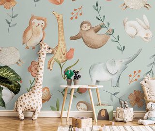 animals that come from far and near childs room wallpaper mural photo wallpapers demural