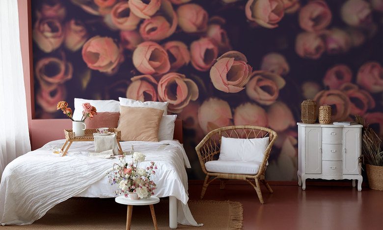 three dimensions with roses bedroom wallpaper mural photo wallpapers demural