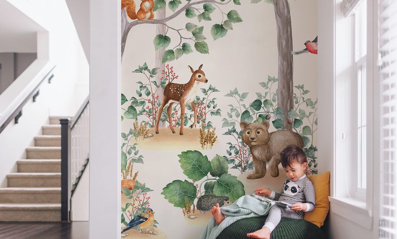happy fairy tale grove childs room wallpaper mural photo wallpapers demural