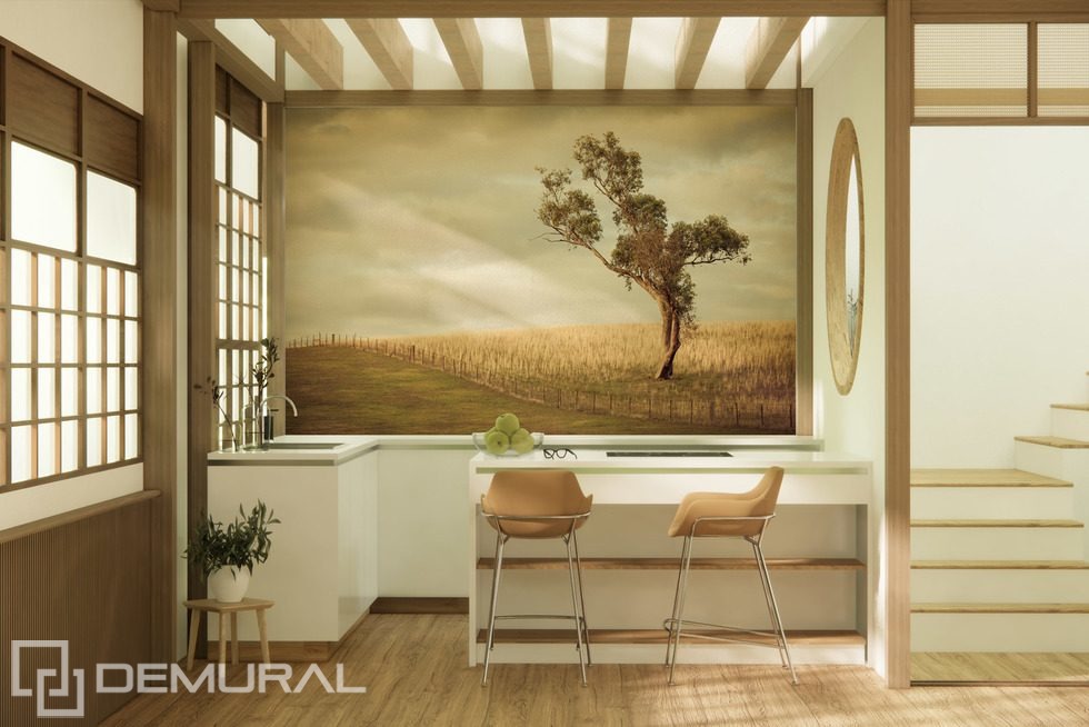 Idyll in the countryside Sepia wallpaper mural Photo wallpapers Demural
