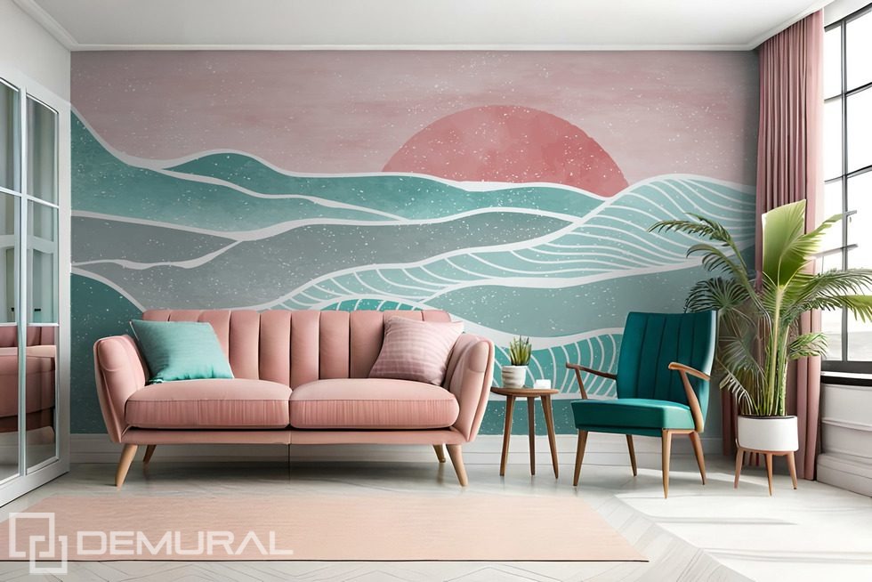 Cartoon sunset Oriental wallpaper mural Photo wallpapers Demural