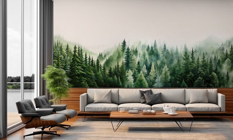 flight over the forest forest wallpaper mural photo wallpapers demural