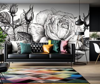 rose graphics with a claw black and white wallpaper mural photo wallpapers demural