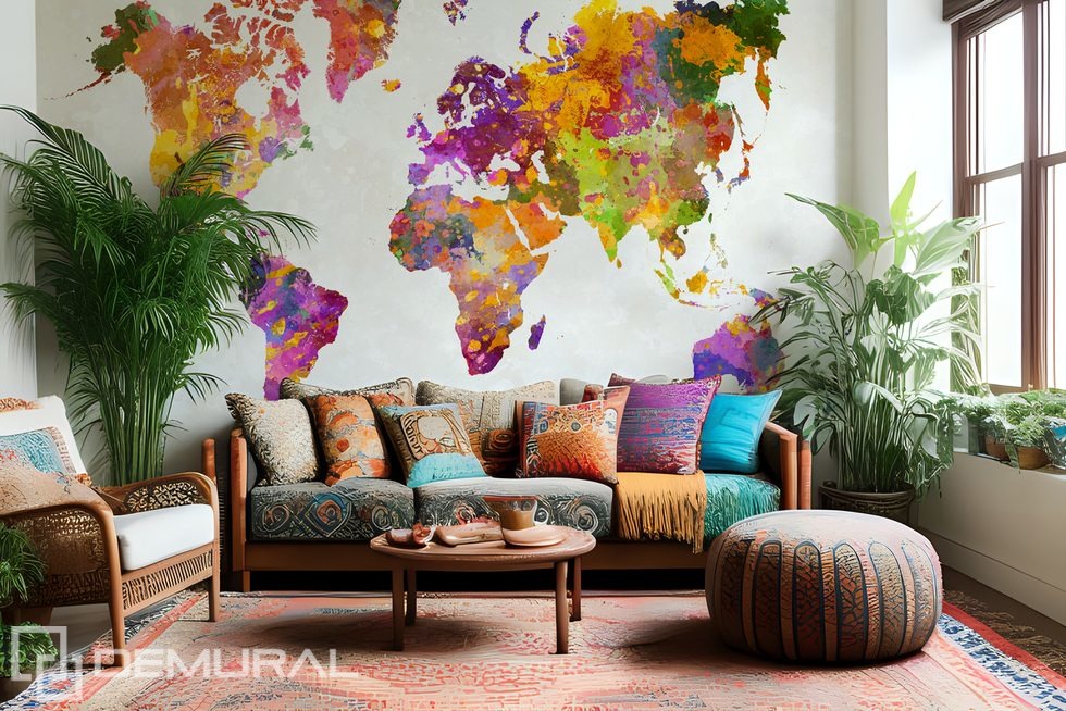 The world in colors World Maps wallpaper mural Photo wallpapers Demural