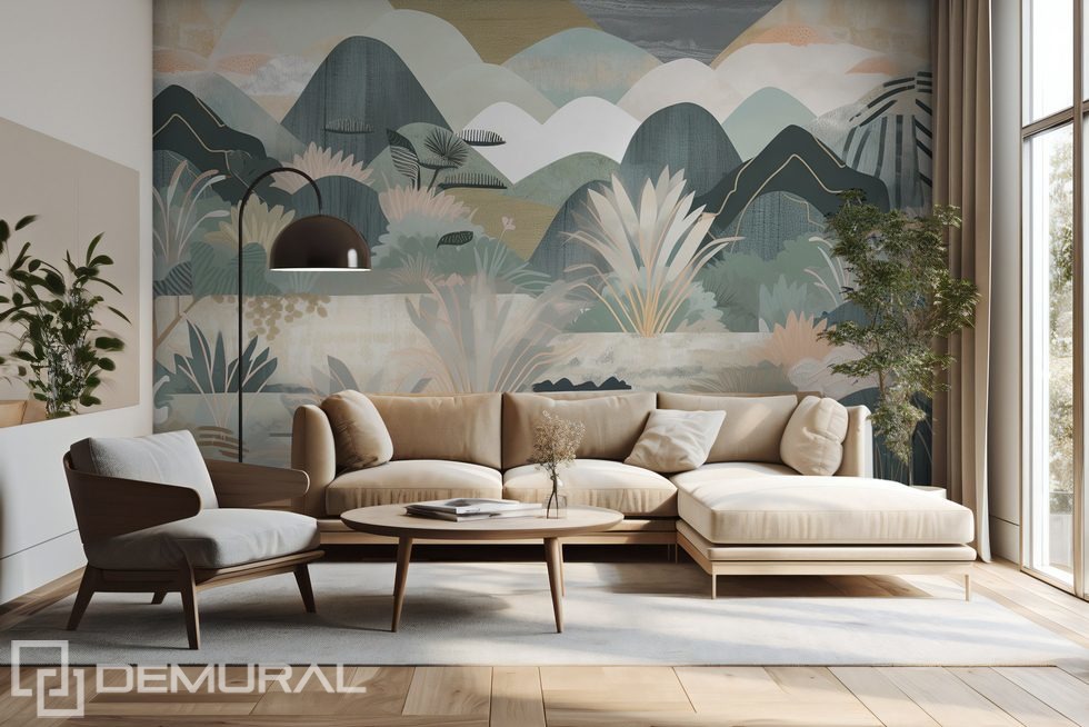 Graphic version of the landscape Living room wallpaper mural Photo wallpapers Demural