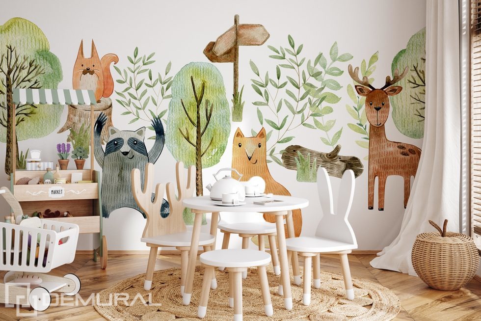 Your child's new friends Child's room wallpaper mural Photo wallpapers Demural