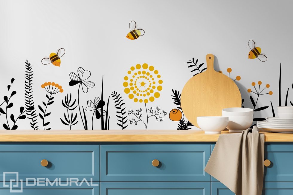 An unusual, joyful decoration Kitchen wallpaper mural Photo wallpapers Demural