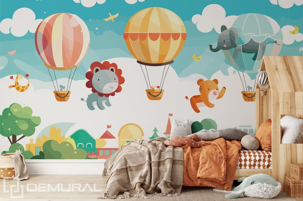 A fairy tale about flying animals Child's room wallpaper mural Photo wallpapers Demural