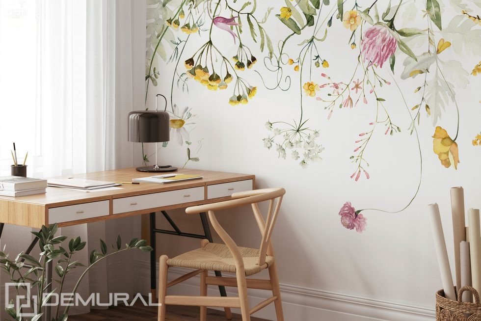 Delicate floral curtain Teenager's room wallpaper, mural Photo wallpapers Demural