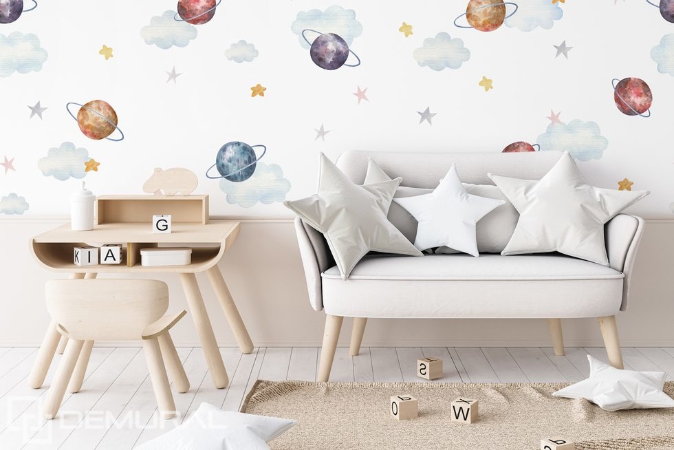 Colorful space Child's room wallpaper mural Photo wallpapers Demural