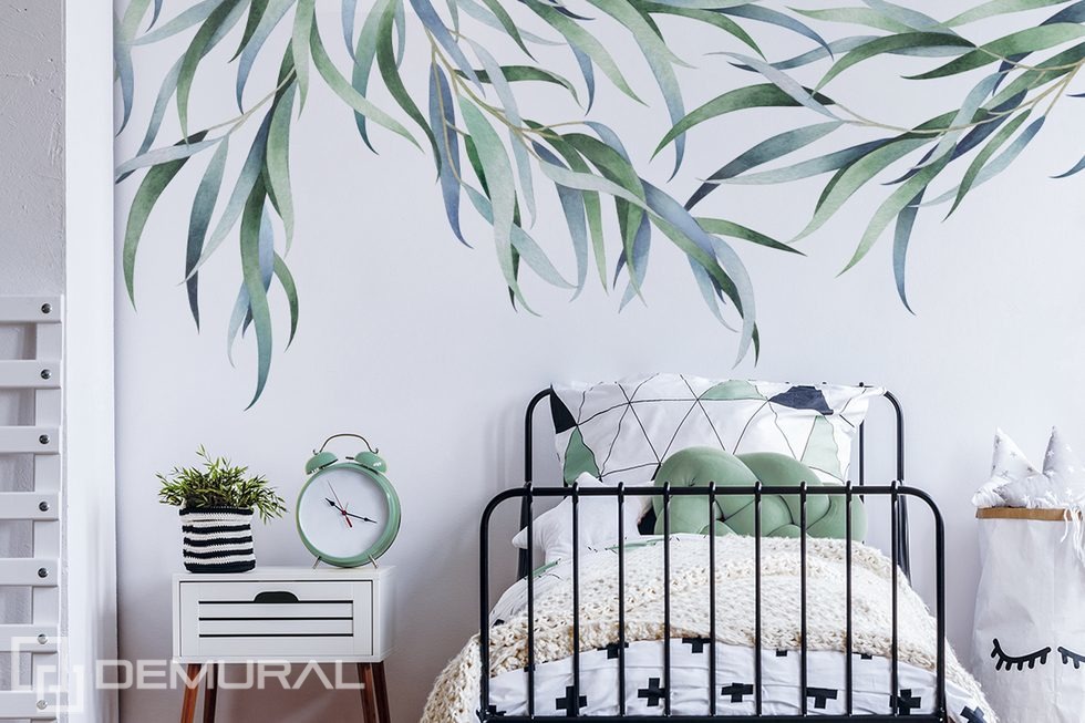 A curtain made of delicate leaves Teenager's room wallpaper, mural Photo wallpapers Demural