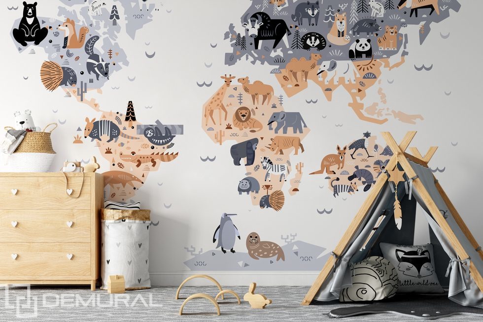 Learning about the world together Child's room wallpaper mural Photo wallpapers Demural