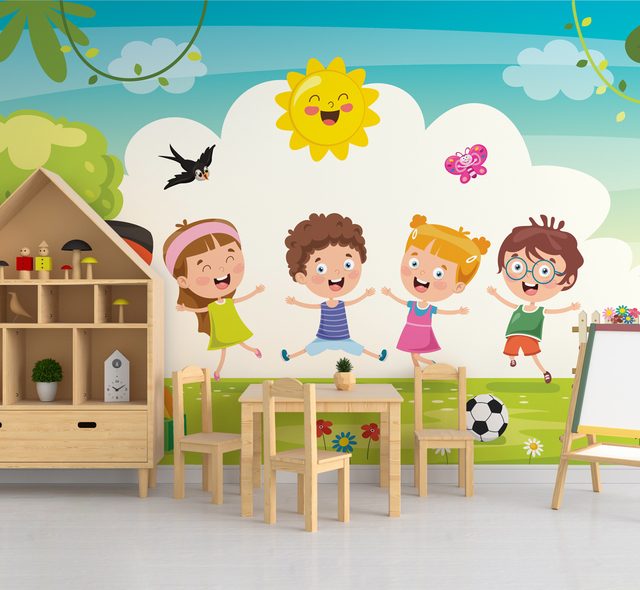 the energy of cheerful children childs room wallpaper mural photo wallpapers demural