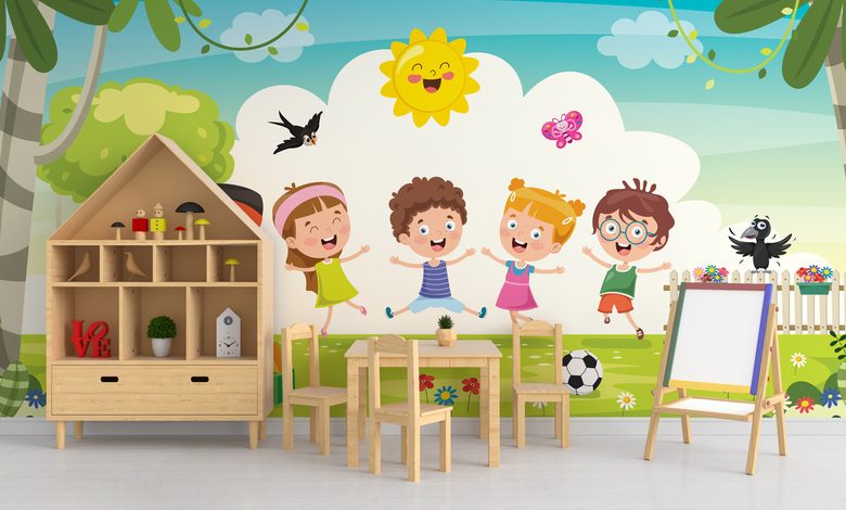 the energy of cheerful children childs room wallpaper mural photo wallpapers demural