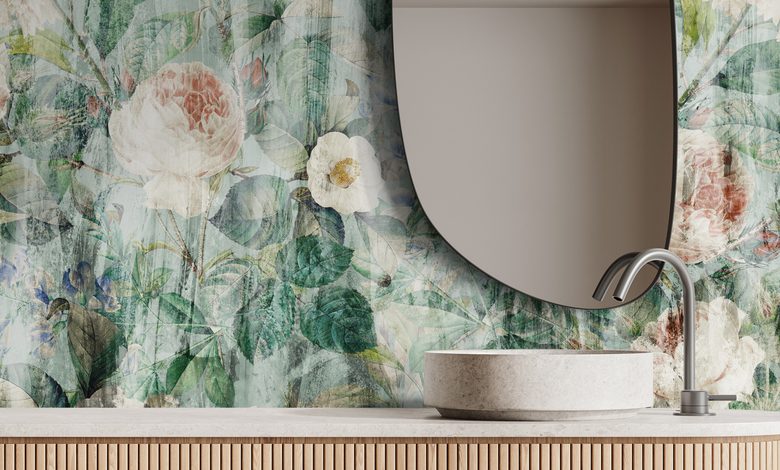 the discreet charm of a flower meadow bathroom wallpaper mural photo wallpapers demural