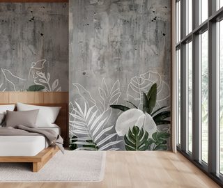 we tame concrete with plants patterns wallpaper mural photo wallpapers demural