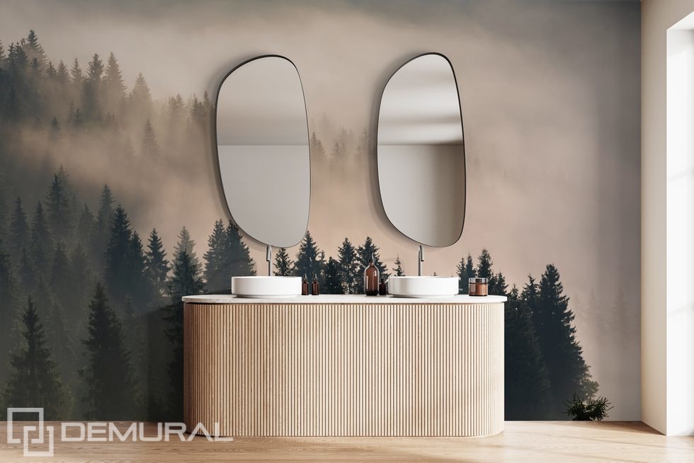 Let's fly with the fog over the mountains Bathroom wallpaper mural Photo wallpapers Demural