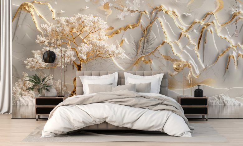 three dimensional abstraction with gold three dimensional wallpaper mural photo wallpapers demural