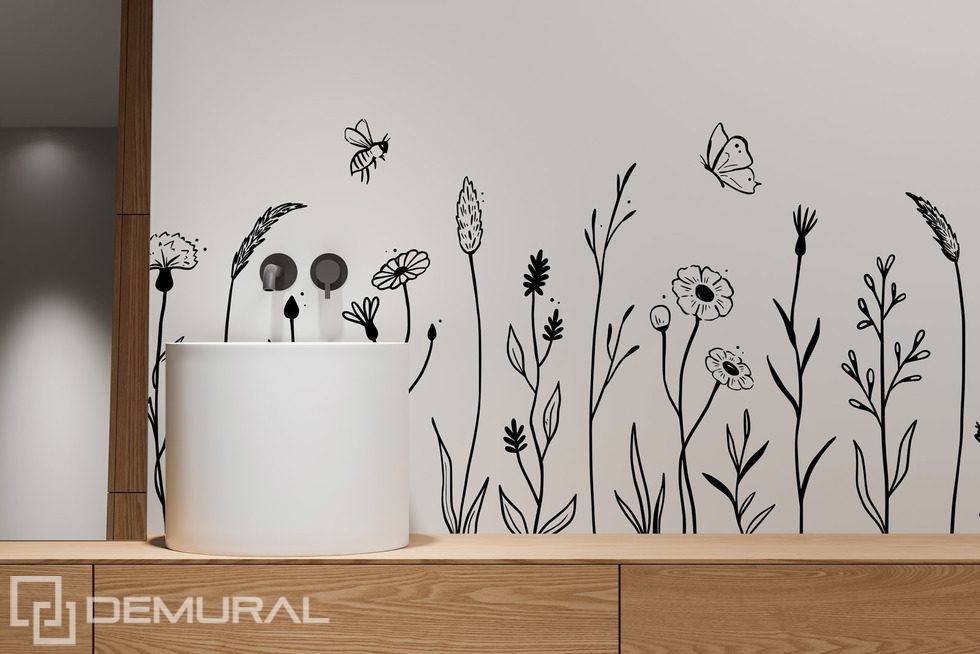 A very minimalist meadow Bathroom wallpaper mural Photo wallpapers Demural