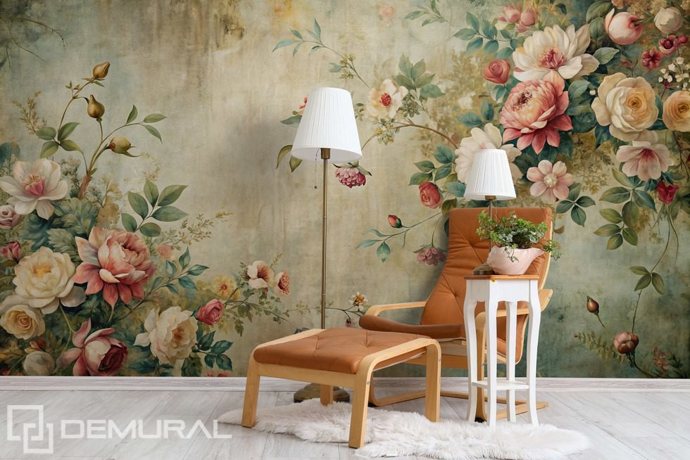 Floral harmony in a romantic style Flowers wallpaper mural Photo wallpapers Demural